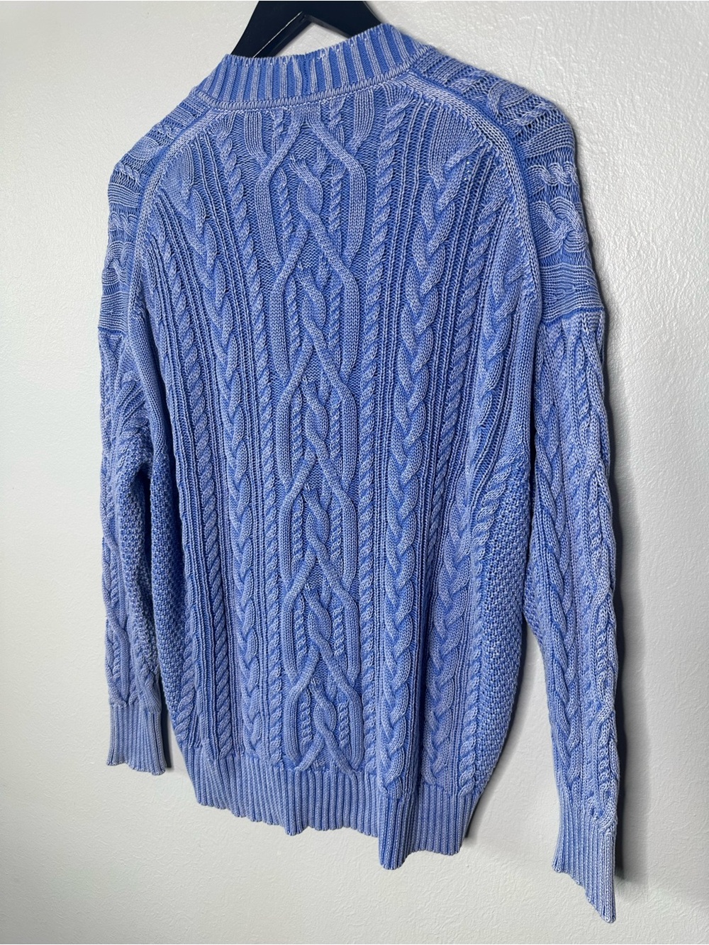 J.Crew Washed Blue Cable-Knit V-Neck Cardigan Sweater - Picture 5 of 9